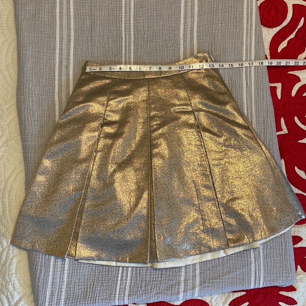 Kate Spade New York Ariella Gold Shimmer A-Line Pleated Skirt Size 2 - Picture 13 of 16